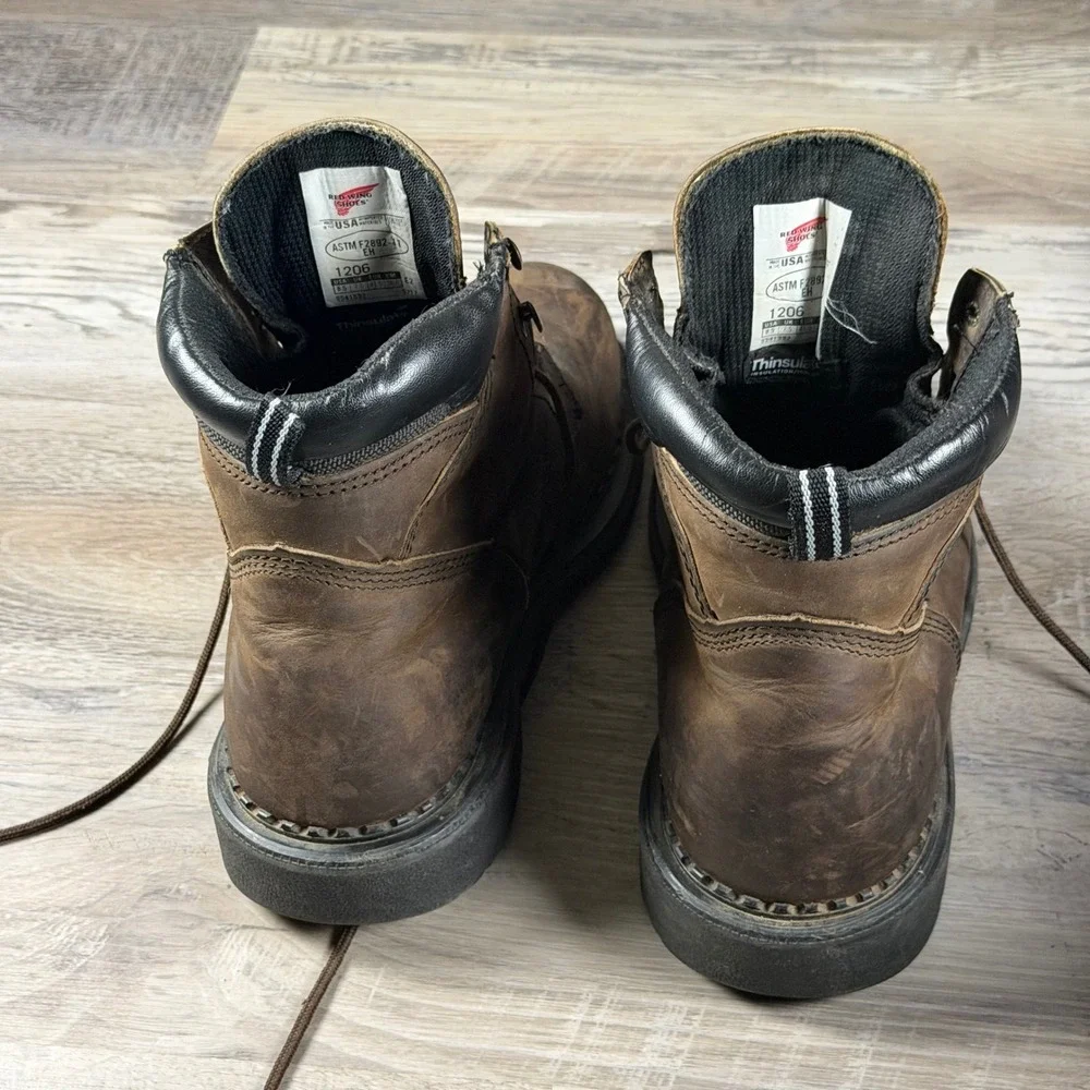 Red Wing 1206 Mens 8.5 E2 Brown Leather Waterproof Insulated EH Work Boots USA